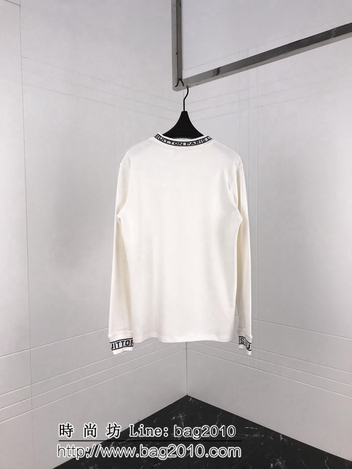 LV路易威登 19SS Virgil 定織字母螺紋 加厚長袖 男款白色打底 Tee ydi1816
